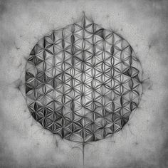 the flower of life is shown in black and white