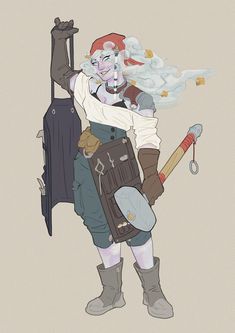 Blacksmith Character Design, Dnd Blacksmith, Dnd Artificer Character Design, Artificer Art, Artificer Character Design, Mad Alchemist, Dnd Genasi, Artificer Dnd, Dnd Artificer