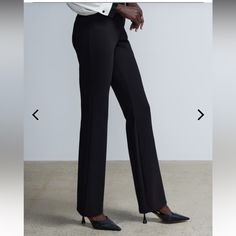 New York & Company 7th Avenue Ponte Pants Black Inseam 34.5” Fitted Wide Leg Career Bottoms, Chic Career Straight Pants, Chic Straight Career Pants, Sleek Full-length Pants For Workwear, Sleek Full Length Workwear Pants, Chic Straight Leg Career Dress Pants, Chic Straight Leg Dress Pants For Career, Tailored Elastane Dress Pants For Night Out, Chic Straight Leg Career Bottoms