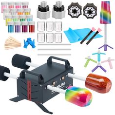 an assortment of crafting supplies and tools