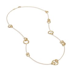 18K Yellow Gold Long Necklace Marco Bicego Jewelry, Gold Link Chain Necklace, Gold Drop Necklace, Marco Bicego, Gold Link Chain, Gold Long Necklace, Gold Link, Colored Gems, Yellow Gold Chain