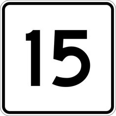 a black and white sign with the number fifteen