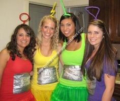 Homemade Teletubbies Group Costume: My Junior year of College at the University of San Francisco, my friends and I thought up the best homemade Teletubbies Group Costume. We spray painted Halloween Costume Ideas For Best Friends, Costume Ideas For Best Friends, Best Friend Costumes, Teletubbies Costume, Ideas For Best Friends, Friend Costumes, Homemade Costume, Hallowen Costume, Homemade Costumes