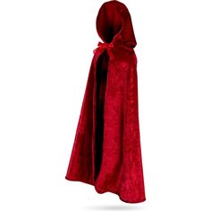 Made from luxurious heavy crushed velour, this is a very deluxe cape designed for all Little Red Riding Hood storybook fans. This adult size cape features a large hood with Velcro closure and a red satin ribbon detail. This perfect LRRH cape is of course machine washable for countless adventures to wear it over and over for generations to come! | Great Pretenders | Adult Little Red Riding Hood Cape, One Size  |  Maisonette collects the best children’s products from around the world (unlike Zulil Red Riding Hood Cape, Hood Cape, Red Riding Hood Costume, Cape Costume, Cape Designs, Red Cape, Hooded Cape, Little Red Riding Hood, Red Satin