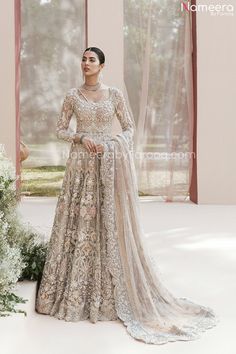 Pakistani Long Gown Dusty Pink Bridal Lehenga Pink Bridal Lehenga, Pakistani Bridal Lehenga, Embroidery Custom, Pakistani Bridal Dress, Net Gowns, Zardosi Embroidery, Bridal Dupatta, Lehenga Gown, Pakistani Wedding Dress