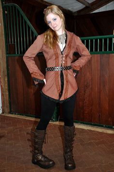 :) Fitted Western Leather Jacket For Winter, Western Style Fitted Leather Jacket For Winter, Gothic Long Sleeve Outerwear For Larp, Steampunk Long Sleeve Outerwear For Larp, Gothic Outerwear For Larp In Fall, Fall Gothic Outerwear For Larp, Steampunk Long Sleeve Winter Outerwear, Fall Steampunk Costume Outerwear, Steampunk Costume Outerwear For Fall