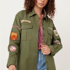 Spell And The Gypsy Great Ocean Jacket Size Medium Bnwt Bundle For Discount Spring Button-up Outerwear With Patches, Casual Outerwear With Patches, Fall Outerwear With Patches For Work, Fall Workwear Outerwear With Patches, Armoire Closet, Botanical Tattoos, Turquoise Crystals, Travel Looks, Khaki Colour