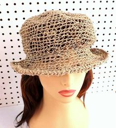 This is an instant download PDF pattern of the MONCHERIE crochet wide brim hat for women in hemp twine. The summer hat includes step-by-step pictures, written instructions, crochet abbreviations, and materials. If you know the basic stitches, you can make this 1-piece hat and brim. Learn how to crochet this pattern with hemp twine. It is available at Walmart in the crafts jewelry section and Hemp Sisters at Amazon.Com. Protect your face from the sun at the beach. ***HEMP CORD SUGGESTIONS***  ... Brimmed Crochet Hat In Cotton Yarn, Adjustable Cotton Yarn Hats, Straw Crochet Hats, Summer Crochet Cotton Hat, Summer Cotton Yarn Hat, Lightweight Crochet Hat With Short Brim, Brimmed Yarn Straw Hat, Brown Crochet Hat For Summer, Lightweight One Size Crochet Hat With Short Brim