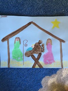 a child's drawing of the birth of jesus