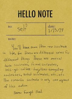 an old yellow note with the words hello note written on it and someone's handwritten message