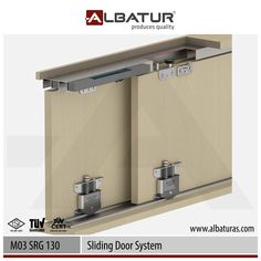 the sliding door system is made from wood and metal, with stainless steel latchs