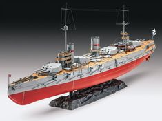 a model of a large ship on display