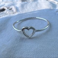 Simple Yet Cute Genuine .925 Sterling Silver Single Heart Ring. Great Condition! Everyday Sterling Silver Heart Ring For Valentine's Day, Nickel Free Elegant Heart Ring, Sterling Silver Open Heart Ring, Elegant Nickel-free Heart Ring, Silver Heart Ring For Everyday Wear, Valentine's Day 925 Silver Open Heart Ring, Nickel Free Heart Shaped Ring, Sterling Silver Open Heart Bracelet For Anniversary, Lilac Jewelry