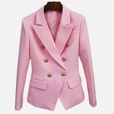 Light Pink Blazers, Green Sky, Blazer Designs, Pink Blazer, Double Breasted Jacket, T Shirt And Jeans, Breasted Blazer, White Blazer, Double Breasted Blazer