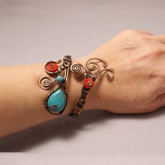 Wire Wrapped Copper Coral and Turquoise Bracelet it bring you good luck and I hope you enjoy it for years to come. This Womens Bracelet will be hand-made to order just for you. You will feel beautiful, amazing and perfect because these are the most often used adjectives from thousands of happy customers. I can offer matching earrings, necklace and ring. https://www.etsy.com/listing/571213703/turquoise-and-coral-necklace-copper-wire?ref=shop_home_active_7 This Copper Jewelry Bracelet is basically Wrap Armband, Wire Wrap Bracelet, Womens Bracelet, Wire Wrap Jewelry, Wire Wrapped Bracelet, Wrap Jewelry, Coral Necklace, Jewelry Wire, Feel Beautiful