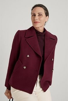 Peacoat Women, Dark Magenta, Women Jackets, Shop Till You Drop, Promotional Events, Ditsy Floral, Pocket Detail, Latest Styles, Online Purchase