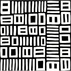 an abstract black and white pattern with many smaller letters in the middle, all on one side