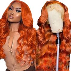 PRICES MAY VARY. 【Wigs Material】: 13x4 Orange Ginger lace front wigs human hair body wave, Selected 100% Unprocessed Brazilian Virgin Human Hair, Soft and Healthy. 【Eteenana Hair Advantage】：Lace front wigs human hair colored, Natural Hairline with Baby Hair, Invisible Lace and Breathable Cap. Can be Straightened, Curled, Bleached, Dyed, Permed, Durable, More styling can be done, Reusable and Styled. 【Wigs Quality】: 180% Density Human Hair Wigs Full and Thick, No Smell, No Tangles, No Shedding, N Ginger Color, Wig Styling, Colored Wigs, Body Wave Wig, Body Wave Hair, Lace Closure Wig, Human Hair Lace Wigs, One Hair, Hair Quality