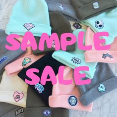 SUMMER CLEANING SAMPLE SALE  THESE BEANIES ARE NORMALLY $20; NOW ONLY $10!!  PERFECT BEANIE HATS FOR FALL & WINTER :)  HERE'S A GREAT CHANCE TO GET A KILLER DEAL ON OUR FAVE BEANIES WITH PATCHES  THESE CANNOT BE CUSTOMIZED, WE ARE SELLING ONES WE CURRENTLY HAVE - BEANIES MAY HAVE MINOR IMPERFECTIONS AND OR BE A LITTLE DIRTY, THAT'S WHY THIS IS A SUMMER CLEANING SAMPLE SALE :D Cozy knit beanie winter hats with whimsical embroidered patches.  Cozy, super cute beanies feature embroidered patch! Hat Summer Cleaning, Grey Lilac, Rose Noir, Cute Beanies, Custom Patches, Black Olive, Sample Sale, Cozy Knits, Embroidered Patch