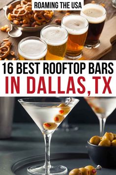 the best rooftop bars in dallas, tx with text overlay reading roaming the usa