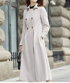 Handmade wool coat high grade fabric,cashmere fabric.also could be custom made with any size and other colors,please feel free to contact with me if you want custom it. Material: wool 80%- 90% Size: S: Bust :94cm shoulder and Sleeve:76cm Length:110cm M: Bust : 98 cm shoulder and Sleeve:77cm Length:110cm L: Bust : 102 cm shoulder and Sleeve:78cm Length:110cm XL: Bust : 108 cm shoulder and Sleeve:79cm Length:110cm Women Wool Coat, Beige Wool Coat, Cashmere Fabric, Wool Coat Women, Long Wool Coat, Cashmere Coat, Winter Coats Women, Trending Now, Wool Coat