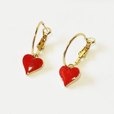 Gold hoop earrings with red hearts, Dangle red hearts earrings, Valetine's day gift, Red heart earrings,Gift for her, Minimalist jewerly Simple gold plated hoop earrings with dangle red resin hearts Details Hoop 2 cm  /  0.78 inches Length 3.2cm / 1.25 inches These hoops are lightweight and comfortable for everyday wear. You can wear these hoops with other earrings or alone for a beautiful classy look. All pieces of jewelry are beautifully packaged, ready to be gifted. More earrings https://www. Small Hoop Heart Earrings For Valentine's Day Gift, Valentine's Day Small Hoop Heart Earrings As Gift, Valentine's Day Gift Small Hoop Heart Earrings, Valentine's Day Gift Heart Hoop Earrings, Heart Pendant Hoop Earrings For Valentine's Day, Valentine's Day Gift Heart Pendant Hoop Earrings, Red Dangle Heart Earrings As A Gift, Red Dangle Heart Earrings For Gift, Red Heart Pendant Earrings