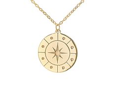 10k Yellow Gold Compass Pendant 17 Inch Necklace. Measures approximately 1/2 of an inch in width, is adjustable to be worn at 16 or 17" length, and has a spring ring clasp. Adjustable Yellow Gold Symbolic Necklace, Symbolic Yellow Gold Adjustable Necklace, Adjustable Yellow Gold Symbolic Necklaces, Nickel-free Yellow Gold Medallion Necklace, Adjustable Yellow Gold Round Disc Jewelry, Symbolic Charm Necklaces With Adjustable Chain, Adjustable 14k Gold Round Disc Jewelry, Adjustable 14k Gold Disc Jewelry, Adjustable Round Pendant Necklace, Cadmium-free