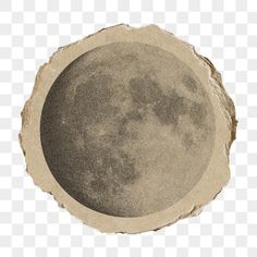 an old paper circle with the moon in it