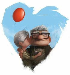 an older couple kissing each other in front of a heart shaped balloon with the caption i hope i can have a love like this