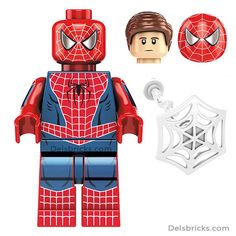 Spiderman Tobey Maguire Sam Raimi Version Spiderman Lego Minifigures Delsbricks.com Lego Batman Minifigures, Mcu Art, Lego Spider Man, Lego Spider, Lego Spiderman, Spiderman 1, Admiral Ackbar, Custom Minifigures, Tobey Maguire