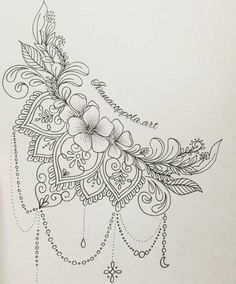 a drawing with flowers and chains on it