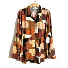 Anthropologie Bailey & Chloe Long Sleeve Shirt Festive Earth Tones Brown Orange Fall Nwt Size L Relaxed Fit Collared Button Down Long Sleeve Roll Tab Sleeve Brown, Beige, Orange 100% Rayon Soft And Comfy Pit To Pit: 26” Length: 28.5” Brand New With Tag Bundle And Save ! Floral Print Tops Blouses, Anthropologie Fall, Fall Long Sleeve Shirts, Fall Tunics, White Eyelet Blouse, Black Button Down Shirt, Chambray Shirt Dress, Hipster Shirts, Long Sleeve Floral Top