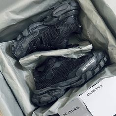 Balenciaga Track.3 Sneaker In Mesh And Nylon. Color: Black (Worn Out Grey Effect) Condition: New In Box With Dust Bags. Never Worn. Leather Free Sneaker Mesh And Nylon Worn-Out Effect Destroyed On The Upper Written Size At The Edge Of The Toe Track Embossed At The Back Of The Heel Bb Embossed On Front Of The Outsole Articulated Upper Made Of 128 Panels Printed Logo On The Exterior Embossed Logo On The Tongue Tongue Pull-On Tab Dynamic Sole Design With An Augmented Back For More Comfort Black Sneakers With Textured Sole And Medium Fit, Designer Black Sneakers With Boost Midsole, Designer Black Sneakers With Medium Fit, Designer Black Sneakers With Regular Fit, Designer Black Sneakers With Vibram Sole, Balenciaga Tracks, Black Balenciaga Sneakers, Balenciaga 3xl Sneaker, Black Balenciaga Track Sneakers