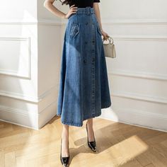 SPECIFICATIONS Silhouette: A-LINE Material: Acrylic,Polyester Fabric Type: Denim Elegant Fashion: England Style Dresses Length: Ankle-Length Decoration: Button Size Chart Please allow slight (+_2)manual measurement deviation for the data. Description Title: High Waist Pleated Long Skirts Women Vintage Flared Jean Skirt Vintage Casual Loose Solid Denim Maxi Skirts Streetwear SummerSeason: Spring Summer AutumnGender: Women's SkirtsSize: S M L XLOccasion: Daily,Casual,Lolita,Preppy StylePattern Typ Medium Wash Knee-length Skirt For Fall, Non-stretch Medium Wash Skirt With Pockets, Non-stretch Denim Blue Skirt With Pockets, Knee-length Medium Wash Skirt For Fall, Denim Blue Skirt With Pockets, Fall Denim Knee-length Skirt, Fall Knee-length Denim Skirt, High Waist Dark Wash Skirt For Fall, Non-stretch Denim Knee-length Skirt