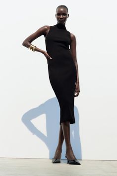 СУКНЯ СЕРЕДНЬОЇ ДОВЖИНИ В РУБЧИК - Зелений | ZARA Україна / Ukraine All Things Black, Ribbed Midi Dress, Online Shops, Midi Dress Sleeveless