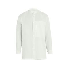 Homme Plisse Issey Miyake shirt made from soft, wrinkle-resistant fabric Stand collar Button placket Chest welt pocket Long sleeves with buttoned cuffs Boxy fit Folded back panel Polyester/ramie Imported White Shirt With Patch Pockets And Spread Collar, Modern Button-up Shirt With Placket, Modern Button-up Shirt For Daywear, Modern Collared Shirt For Daywear, Long Sleeve Dress Shirt With Pockets For Work, Modern Shirt With Welt Pockets For Work, Modern Workwear Shirt With Welt Pockets, Modern Shirt With Spread Collar For Daywear, Business Button-up Top With Patch Pockets