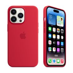 an iphone case is shown with the red cover on it's back and side