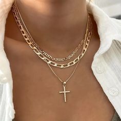 3 Pcs Women's Trendy Vintage Boho Gold Cross Necklace Set Layered Stackable Necklace Pendant Choker Crystal Rhinestone Faith Cross Chain Necklace Gift! - Style: Vintage, Boho - Material: 14k Gold Plated, Cubic Zirconia Cross - We Pack In A Beautiful Jewelry Box, Ideal Gift For Her Holiday Gift Christmas Gift Thank You! Temu Stuff, Stylish Jewelry Accessories, Cross Chain Necklace, Layered Cross Necklace, Stackable Necklaces, Retro Luxury, Faith Cross, Stacked Necklaces, Crystal Cross