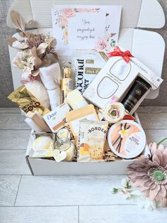 a white box filled with lots of different items