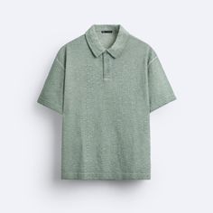 Zara Man - Brand New Without Tags. Textured Weave Jacquard Polo Size S Color Mid - Green Casual Green Jacquard Knit Tops, Summer Casual Jacquard Knit Tops, Green Jacquard Knit Cotton Top, Casual Jacquard Knit Tops For Summer, Zara Man, Mens Green, Weaving, Zara, Man Shop