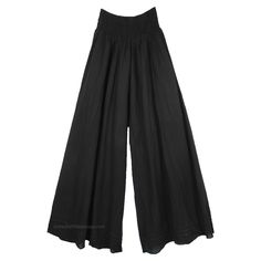 Flared Bottom Palazzo Pants in Night Black Color with Pin Tuck Details on Hem Black Cotton Casual Culottes, Casual Black Cotton Culottes, Solid Wide-leg Summer Yoga Pants, Solid Wide-leg Yoga Pants For Summer, Summer Wide-leg Yoga Pants, Black Wide Leg Pants For Summer, Black Cotton Wide Leg Culottes, Black Wide Leg Cotton Culottes, Black Wide Leg Pants With Elastic Waistband For Summer