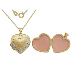 Celebrate love and memories with this exquisite 10K Gold I Love You Locket, featuring etched flowers in rhodium plating that beautifully contrast the warm glow of 10K yellow gold. This heart-shaped locket opens to hold cherished photos, making it a perfect keepsake. It dangles gracefully from an 18" rope chain, secured with a spring ring clasp. From the moment you place it around your neck, it becomes more than an accessory it's a treasure. Heart With Flowers, Antique Locket, Celebrate Love, Heart Locket, Flower Heart, Locket Necklace, Rope Chain, 10k Gold, Spring Rings