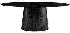 a round wooden table with black wood grain