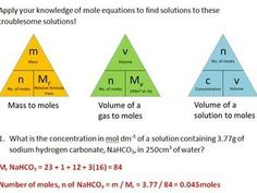 three pyramids with the same number of moles in each triangle, and one is labeled