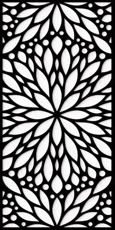 an intricate cutout pattern in the shape of a flower on a black and white background