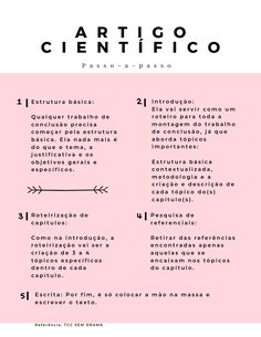 a pink poster with the words artigo cientifico written in different languages