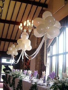 an instagram page with balloons and streamers on the ceiling for a bridal shower