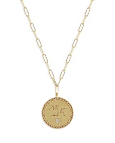 Zoe Chicco 14K Yellow Gold Mantra Diamond Accented All You Need is Love Disc Pendant Necklace, 18 Elegant Medallion Necklace For Anniversary Gift, Luxury Yellow Gold Necklace For Anniversary, Yellow Gold Necklaces With Charms For Anniversary, Luxury 14k Gold Necklace For Anniversary Gift, Luxury 14k Gold Necklace For Anniversary, Luxury Round Necklace For Anniversary Gift, Luxury Necklace For Anniversary Gift, 14k Gold Charms Necklace For Anniversary Gift, Luxury Engraved Necklaces For Valentine's Day