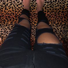 New Never Worn. Just Tried Them On To Take A Pic. Edgy Black Bottoms With Holes, Black Grunge Bottoms For Night Out, Black Stretch Bottoms With Holes, Fitted Black Bottoms With Holes, Black Distressed Bottoms For Night Out, Urban Outfitters Black Bottoms For Night Out, Casual Denim Jeans, High Waisted Black Jeans, Urban Outfitters Jeans