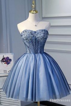 فستان حفلات قصير لطيف بدون حمالات مطرز على شكل قلب، فساتين وصيفات العروس الصغيرة Blue Dresses For Sweet 16, Strapless Dresses For Debutante Ball And Prom Season, Strapless Sweetheart Neckline Dress For Prom, Strapless Dress With Sweetheart Neckline For Prom, Sweetheart Neckline Strapless Dress For Prom, Elegant Mini Dress For Debutante Ball And Prom Season, Strapless Embellished Dresses For Prom, Strapless Embellished Dresses For Prom Season, Sweetheart Neckline Mini Dress For Debutante Ball And Prom